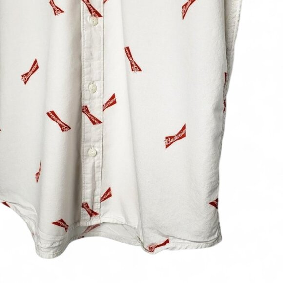 Budweiser White Button Down Shirt Men's Allover Bud Logo Party Button Down S - Picture 4 of 6